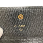 Chanel CC Logo Button Leather Compact Wallet Trifold Black — view 9