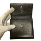 Chanel CC Logo Button Leather Compact Wallet Trifold Black — view 6