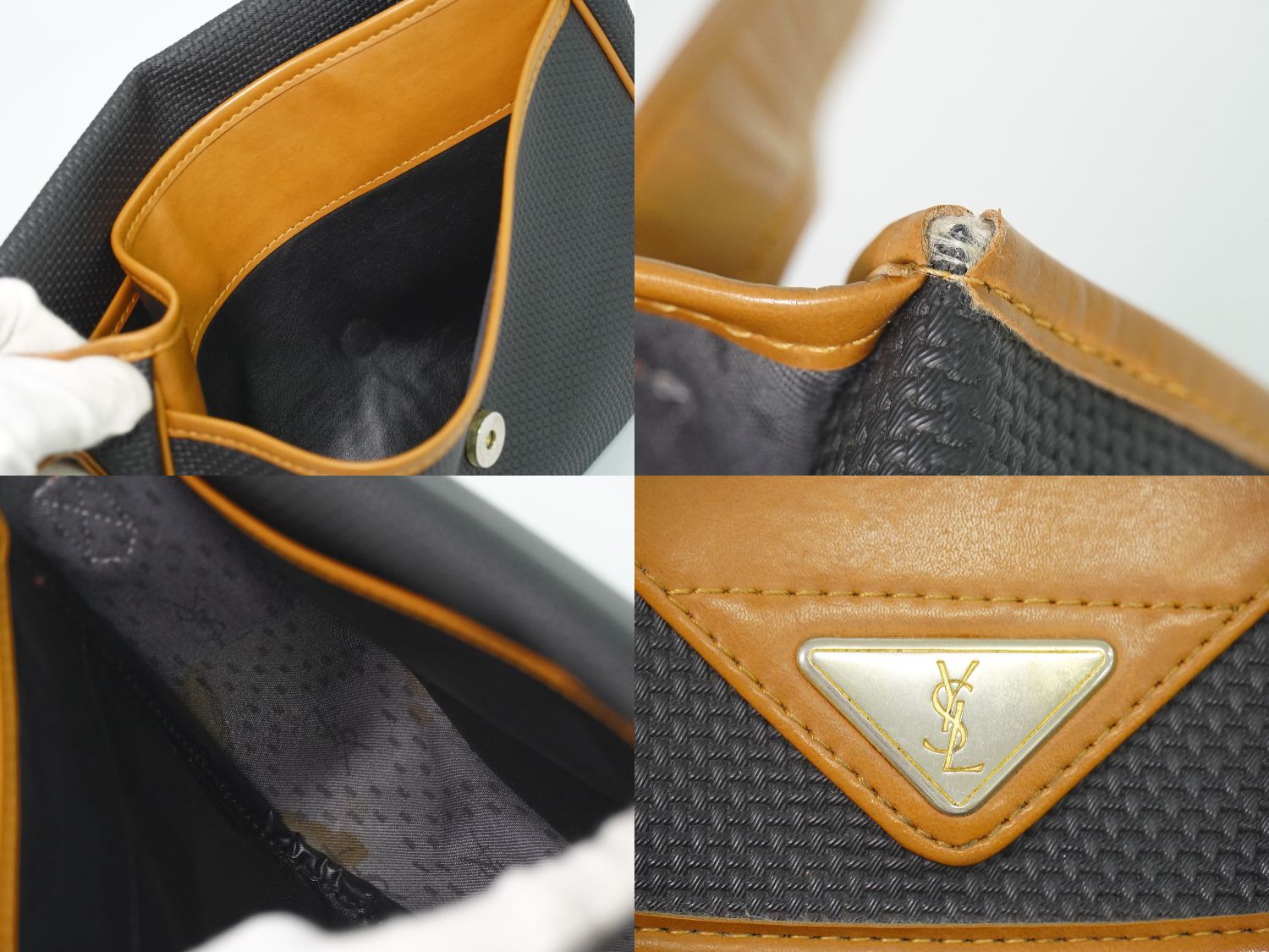 Saint Laurent YSL Shoulder Bag Pochette Black Brown — view 9