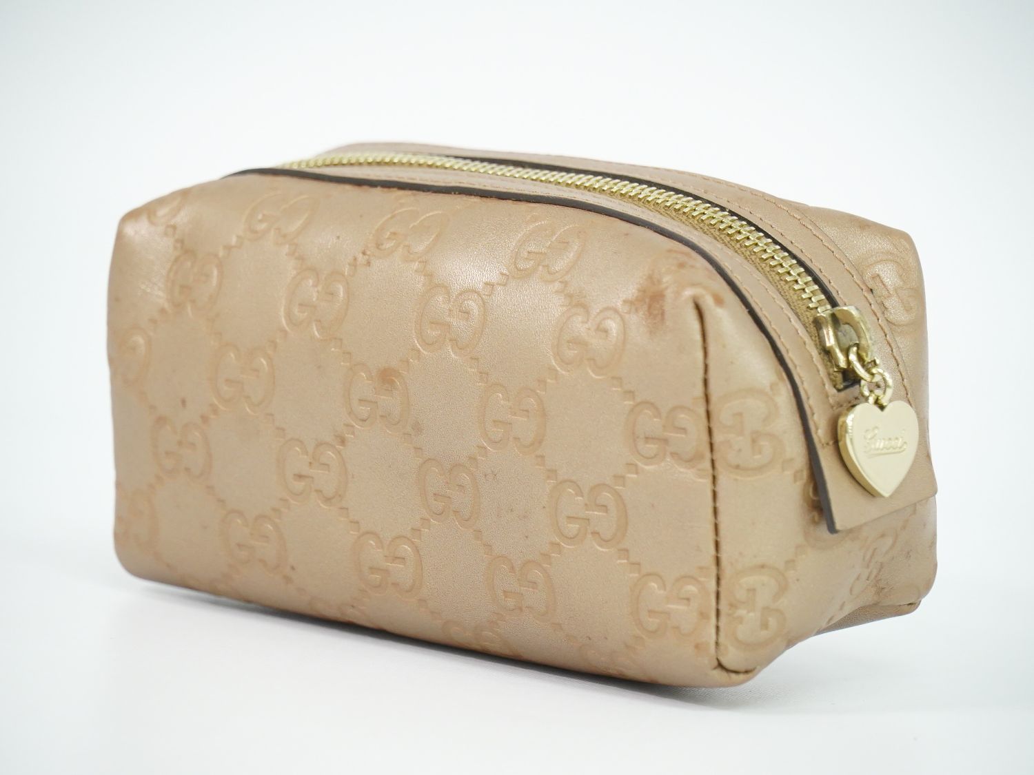 Gucci Guccissima Leather Pouch Case Pink Beige — view 2