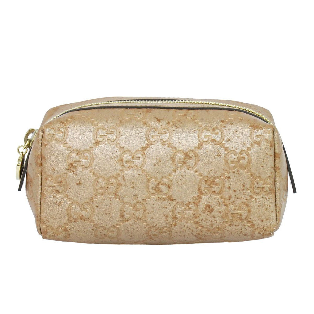 Gucci Guccissima Leather Pouch Case Pink Beige