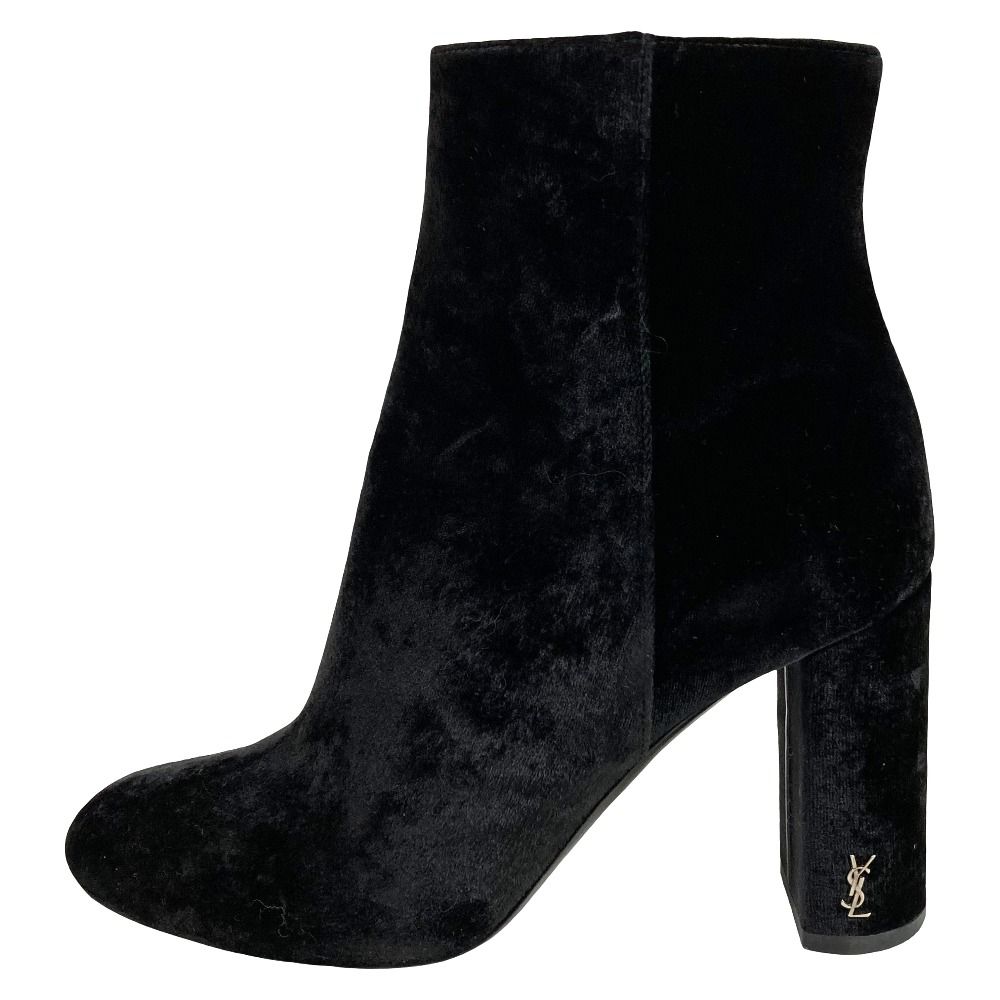 Saint Laurent Paris Cassandra Logo Side Zip Velvet Short Boots — view 2