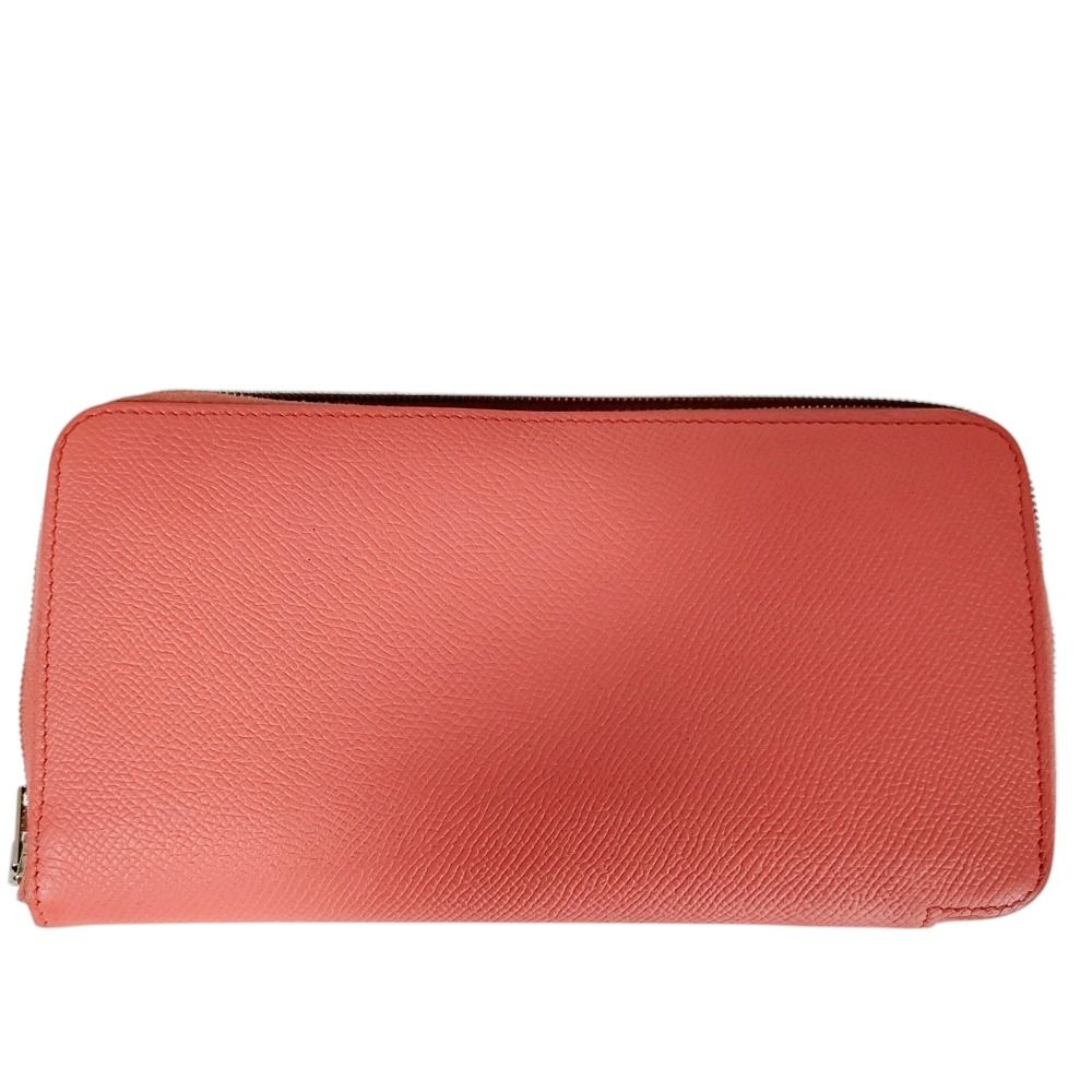 Hermes Leather Silk in Azap Zip Around Wallet Pink