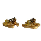 Chanel CC Logo Black Rhinestone Clip Earrings Gold — view 4