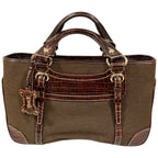 Celine Canvas Leather Boogie Back Handbag Brown