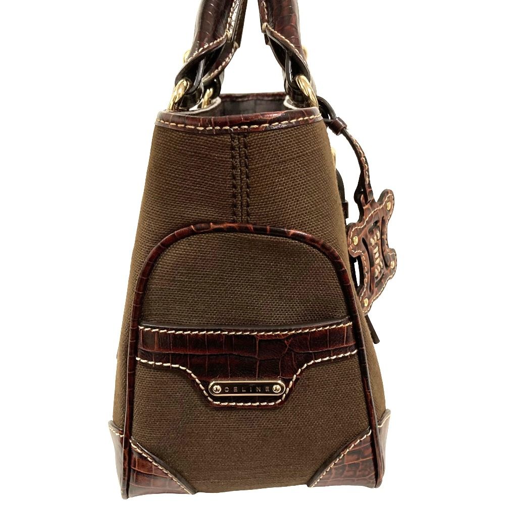 Celine Canvas Leather Boogie Back Handbag Brown — view 4