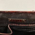 Celine Canvas Leather Boogie Back Handbag Brown — view 7