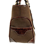 Celine Canvas Leather Boogie Back Handbag Brown — view 3