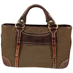 Celine Canvas Leather Boogie Back Handbag Brown — view 2