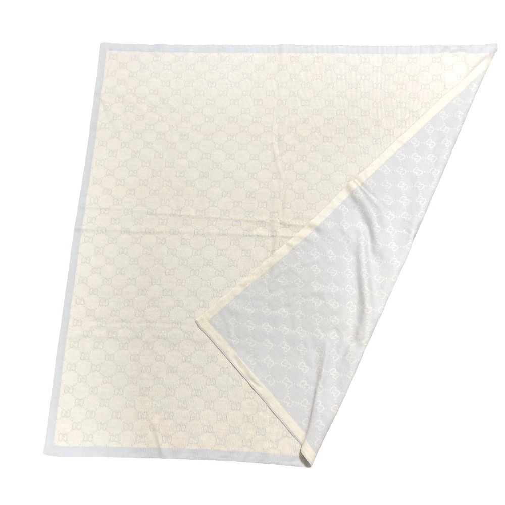 Gucci GG Pattern Wool Knit Scarf Light Blue Beige — view 3