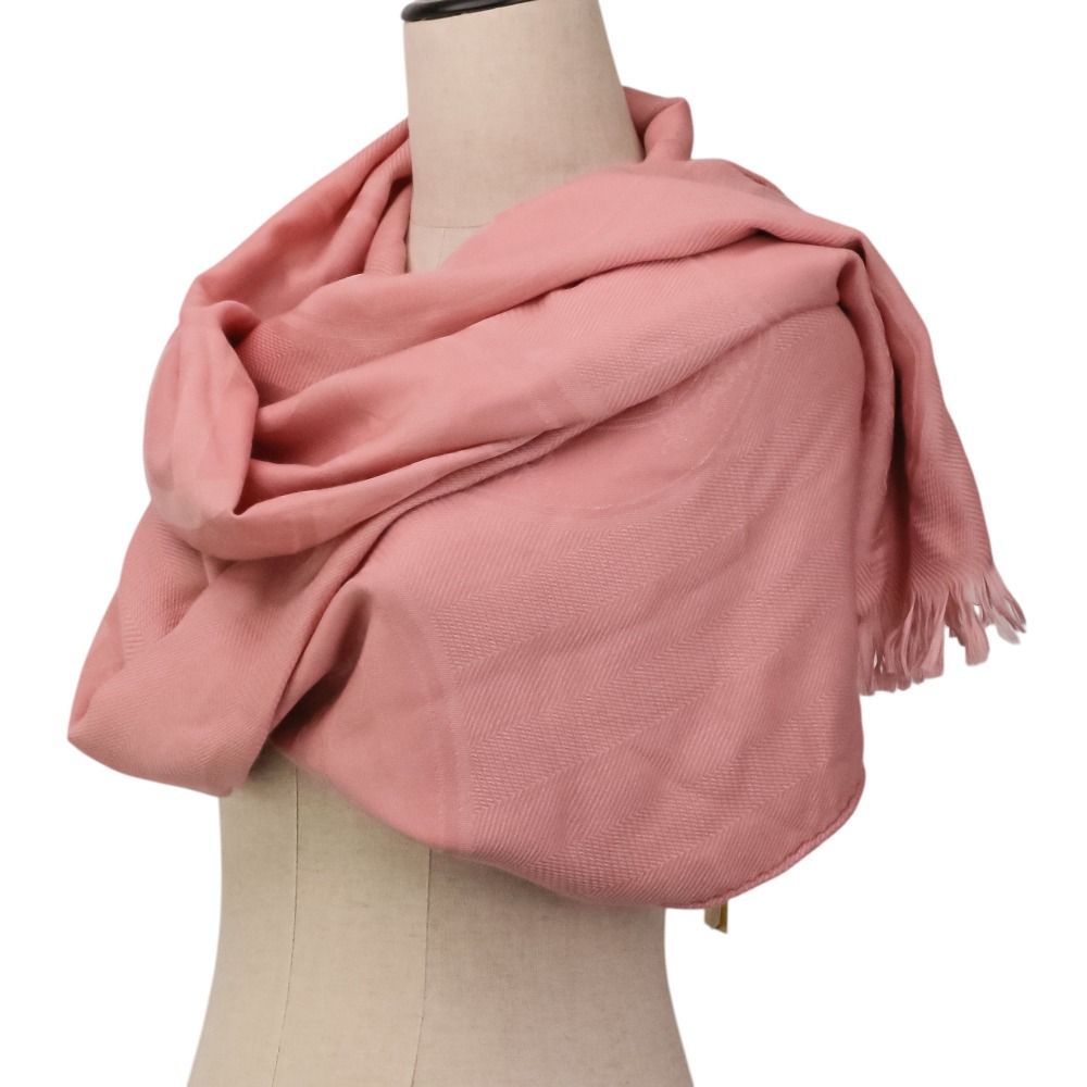 Hermes New Bliss Rose Poudre Silk Blend Cashmere Large Shawl Pink Scarf — view 7