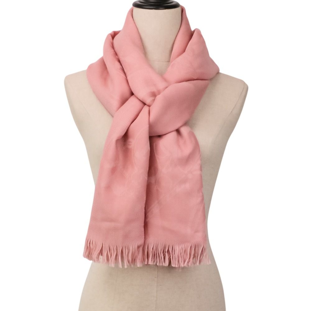 Hermes New Bliss Rose Poudre Silk Blend Cashmere Large Shawl Pink Scarf — view 8