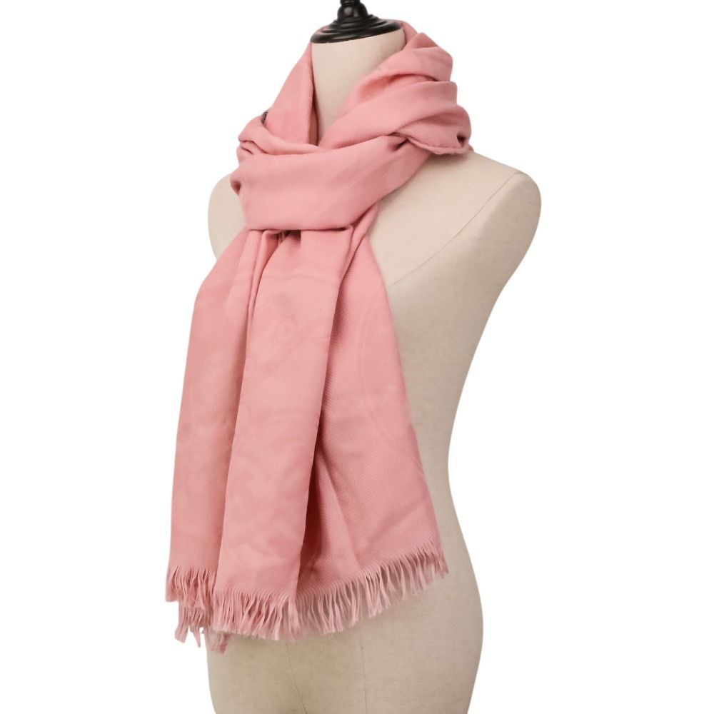 Hermes New Bliss Rose Poudre Silk Blend Cashmere Large Shawl Pink Scarf — view 9