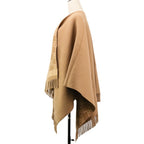 Fendi Cashmere Blend Logo Calligraphy Reversible Cape Shawl Beige Scarf — view 4