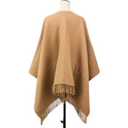 Fendi Cashmere Blend Logo Calligraphy Reversible Cape Shawl Beige Scarf — view 5