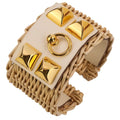 Hermes Collier de Chien Meadle Picnic Bangle Bracelet Beige Gold
