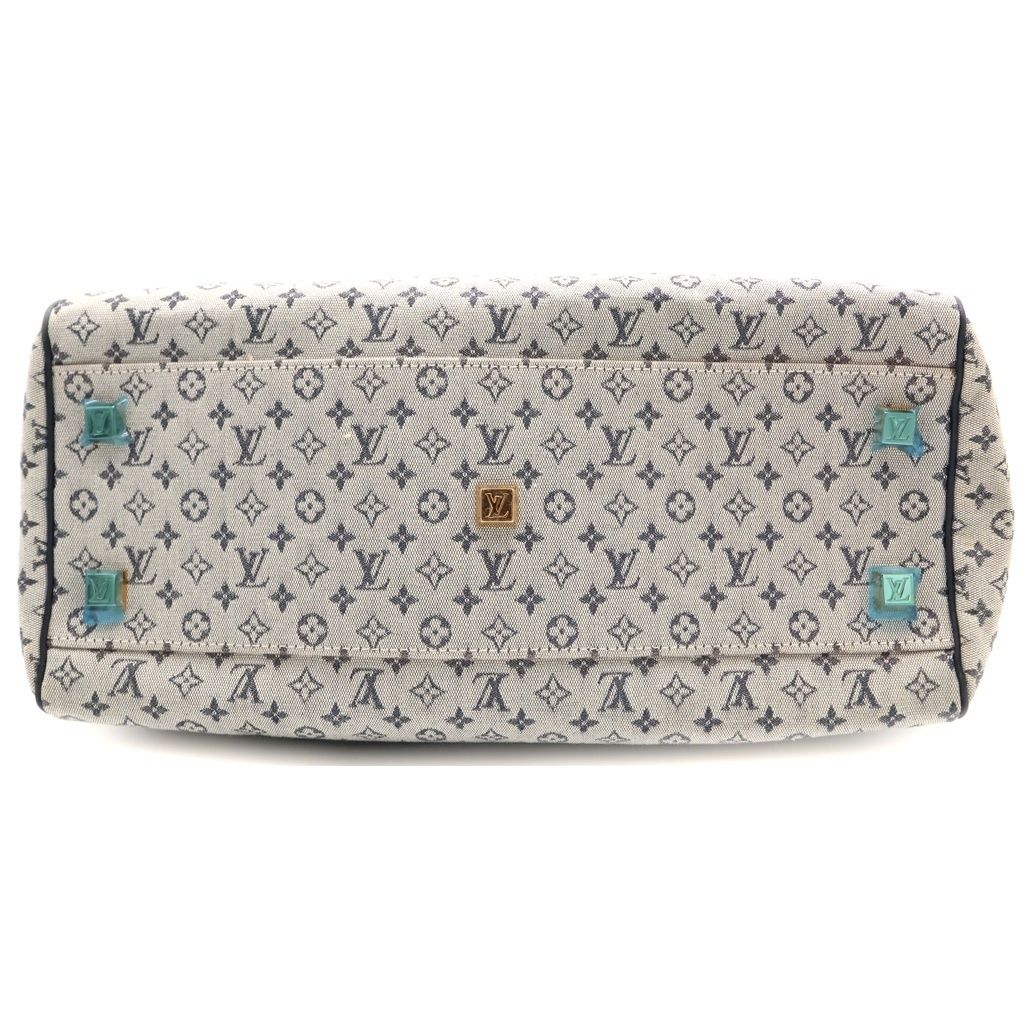 Louis Vuitton Monogram Mini Josephine GM Boston Bag Navy Beige Leather Canvas — view 4