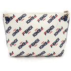 Fendi Fila All Logo Leather Pouch Back White — view 2