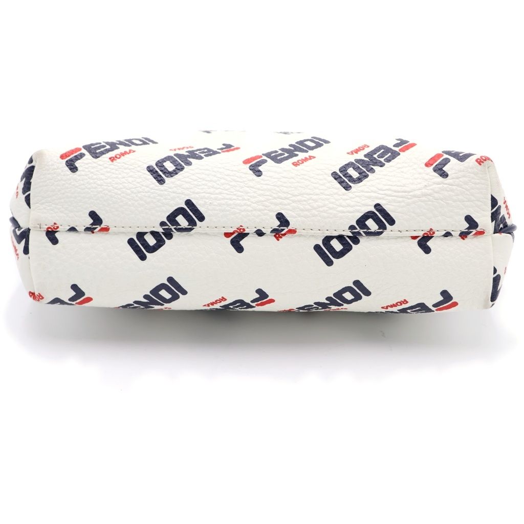 Fendi Fila All Logo Leather Pouch Back White — view 4