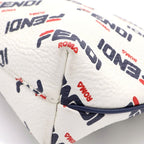 Fendi Fila All Logo Leather Pouch Back White — view 6