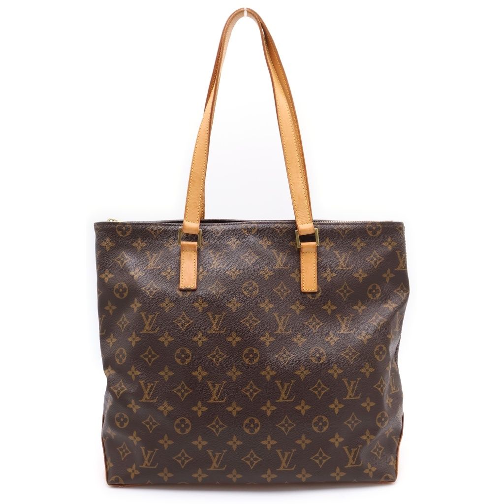 Louis Vuitton Monogram Cabas Mezzo Tote Brown Leather Gold