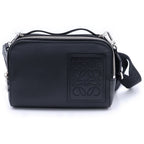 Loewe Anagram Logo Leather 2-Way Camera Shoulder Bag Silver Black