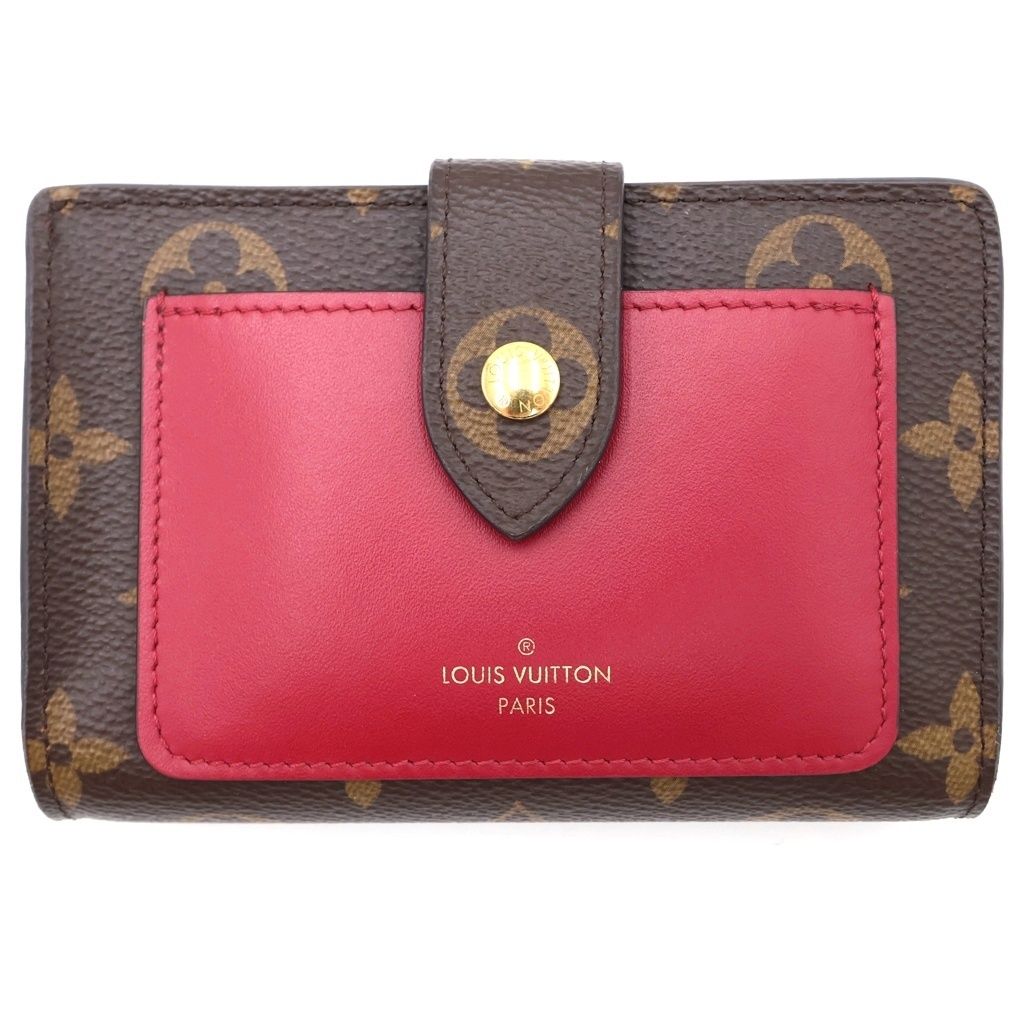 Louis Vuitton Monogram Portefeuille Juliette Fuchsia Bifold Wallet Brown Pink