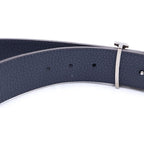 Louis Vuitton LV Tilt Reverse Leather Belt Navy Brown 95 38 Silver — view 6