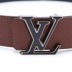 Louis Vuitton LV Tilt Reverse Leather Belt Navy Brown 95 38 Silver — view 5