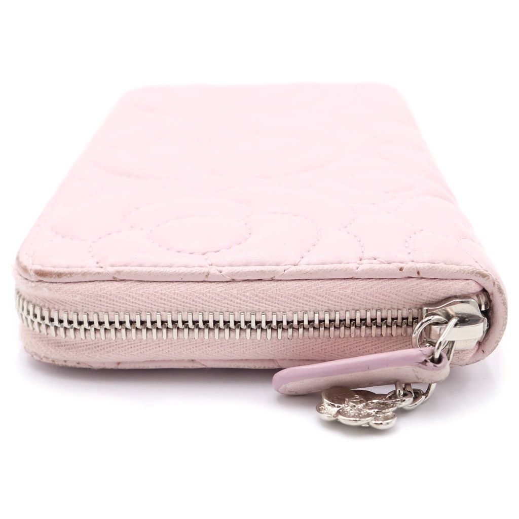 Chanel Camellia Zip Around Wallet Card Case Light Pink Lambskin Silver — view 3