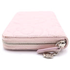 Chanel Camellia Zip Around Wallet Card Case Light Pink Lambskin Silver — view 3