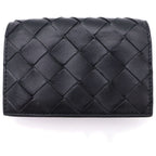 Bottega Veneta Intrecciato Bifold Card Case Business Holder Wallet Black Leather