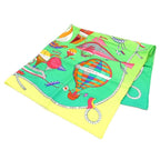 Hermes Carre 90 les Folies du Ciel Madness of the Sky Green Silk Scarf