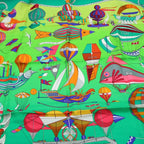 Hermes Carre 90 les Folies du Ciel Madness of the Sky Green Silk Scarf — view 3