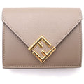 Fendi Diamond Trifold Wallet Gray Leather