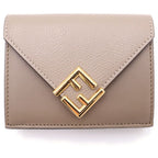 Fendi Diamond Trifold Wallet Gray Leather