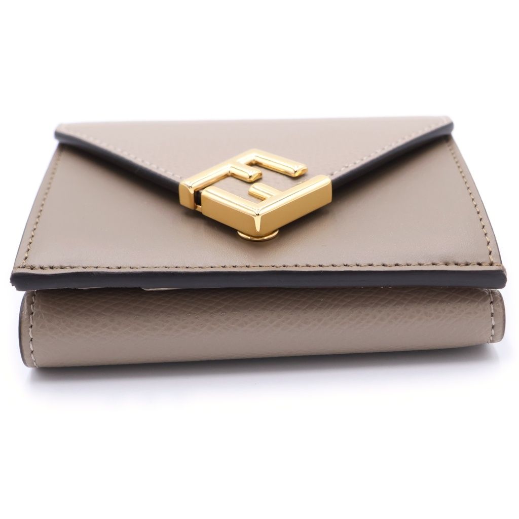 Fendi Diamond Trifold Wallet Gray Leather — view 5