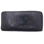 Louis Vuitton Monogram Shadow Zippy Organizer Wallet Black Leather Silver