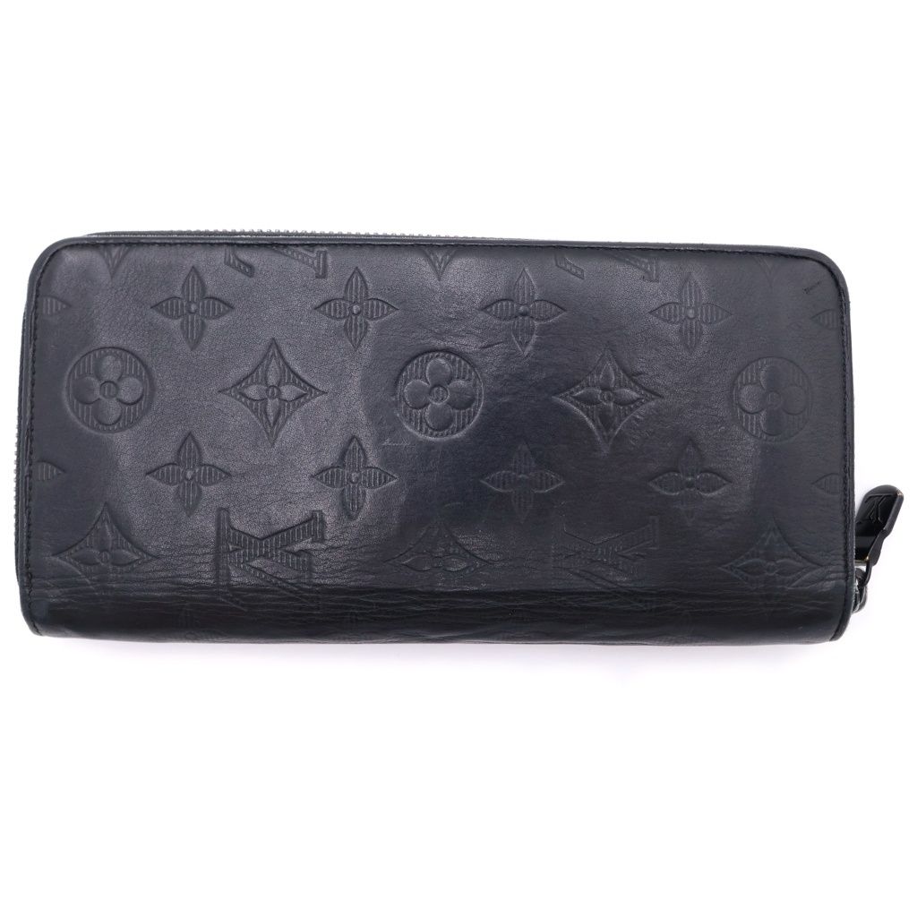 Louis Vuitton Monogram Shadow Zippy Organizer Wallet Black Leather Silver — view 2