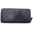 Louis Vuitton Monogram Shadow Zippy Organizer Wallet Black Leather Silver — view 2