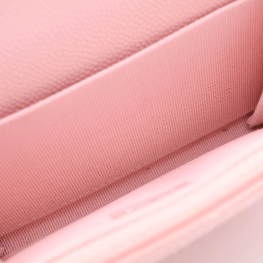 Chanel Quilted Star Coco Trifold Wallet Card Case Compact Pink Caviar Leather — view 4