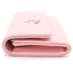 Chanel Quilted Star Coco Trifold Wallet Card Case Compact Pink Caviar Leather — view 3