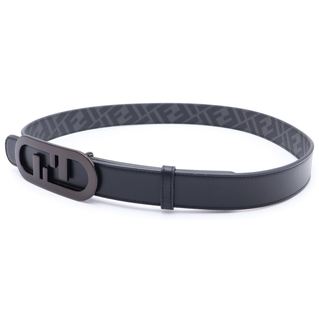 Fendi Belt Reversible Zucca Pattern Black Leather — view 4