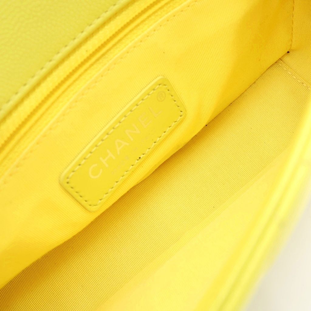 Chanel Quilted 20 S Flap S Chain Shoulder Bag Neon Yellow Caviar Leather — view 5