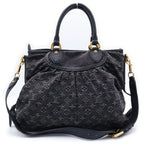 Louis Vuitton Monogram Denim Neo Cabby MM 2-Way Shoulder Bag Black Leather Gold — view 2