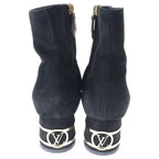Louis Vuitton LV Circle Bliss Line Suede Leather Side Zip Ankle Boots Black — view 3