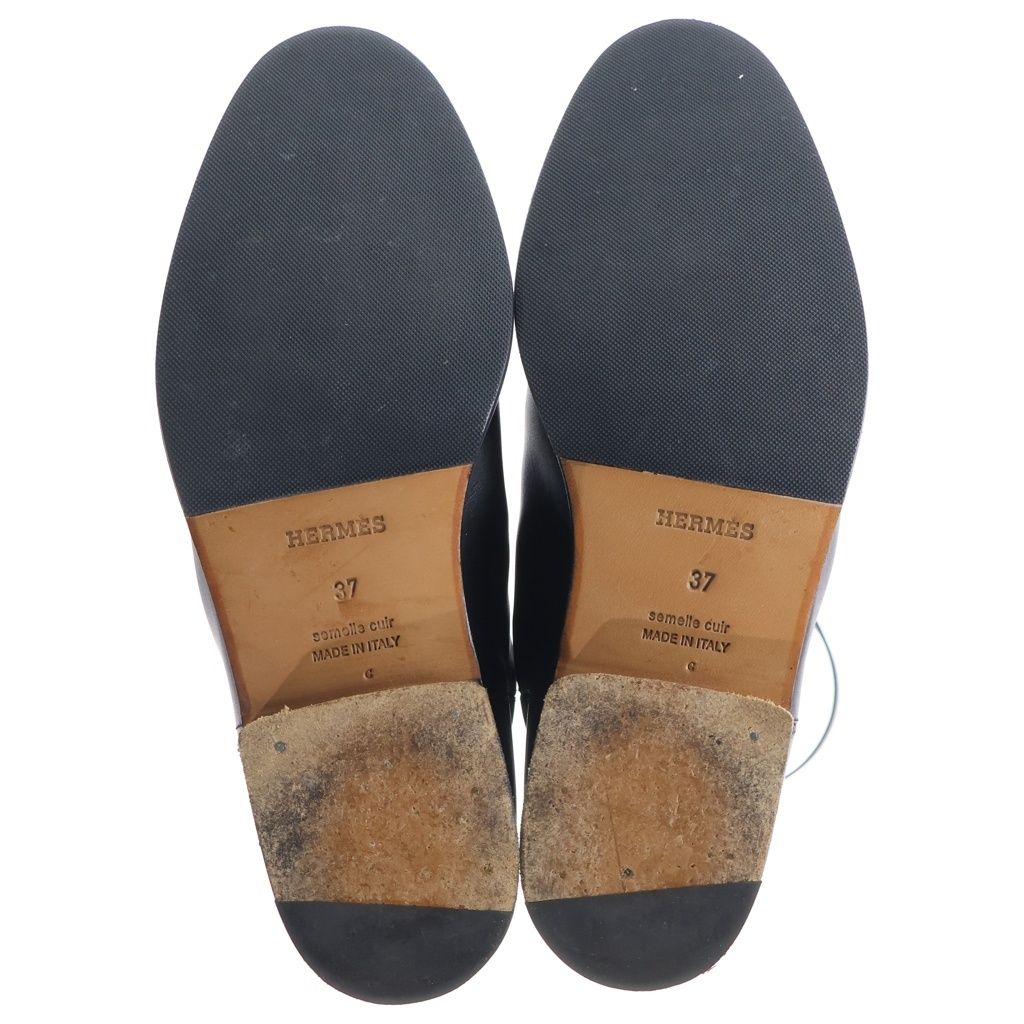 Hermes Kelly Buckle Leather Long Boots Shoes Black — view 5