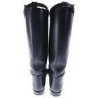 Hermes Kelly Buckle Leather Long Boots Shoes Black — view 3