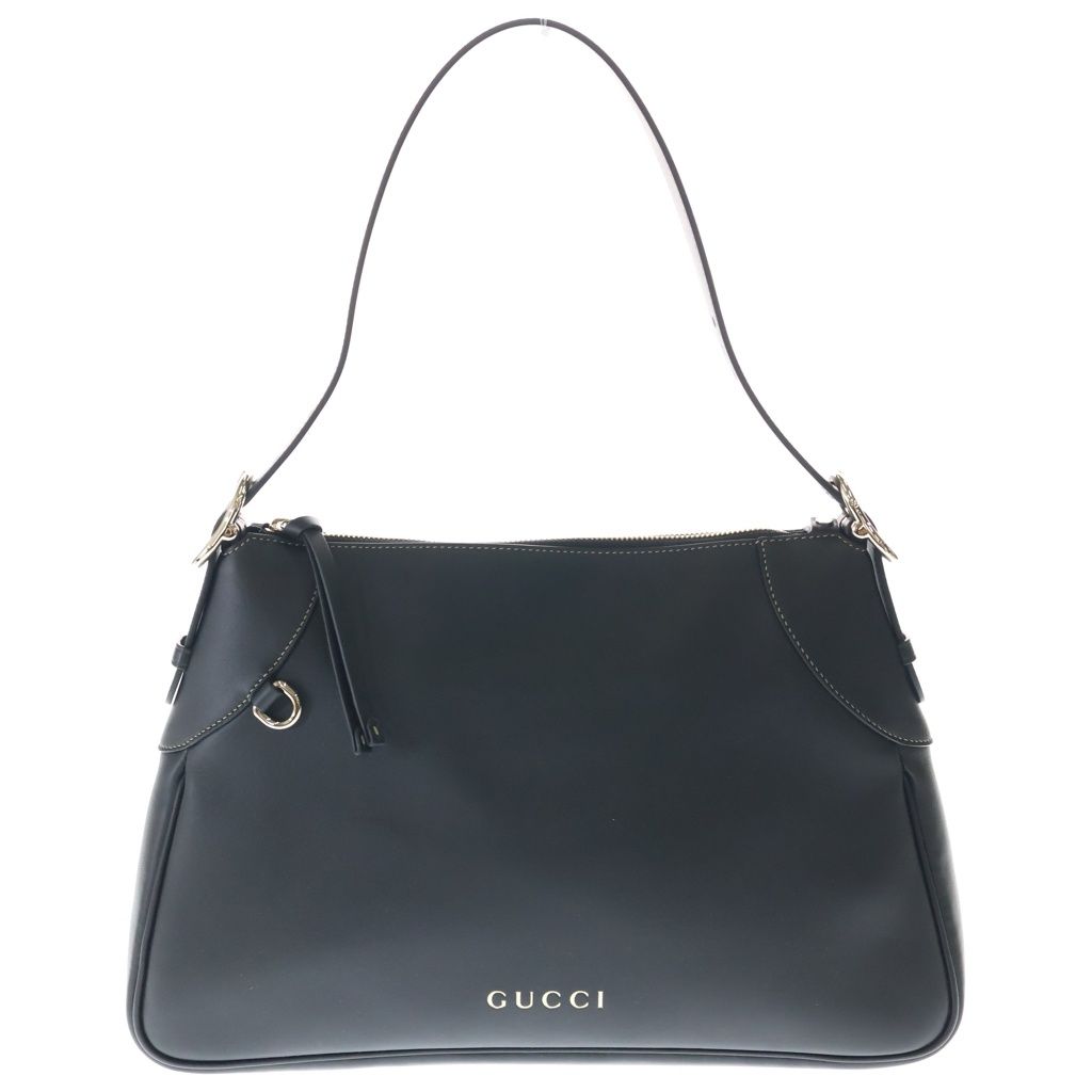 Gucci Go Leather Large Shoulder Bag Black Gold