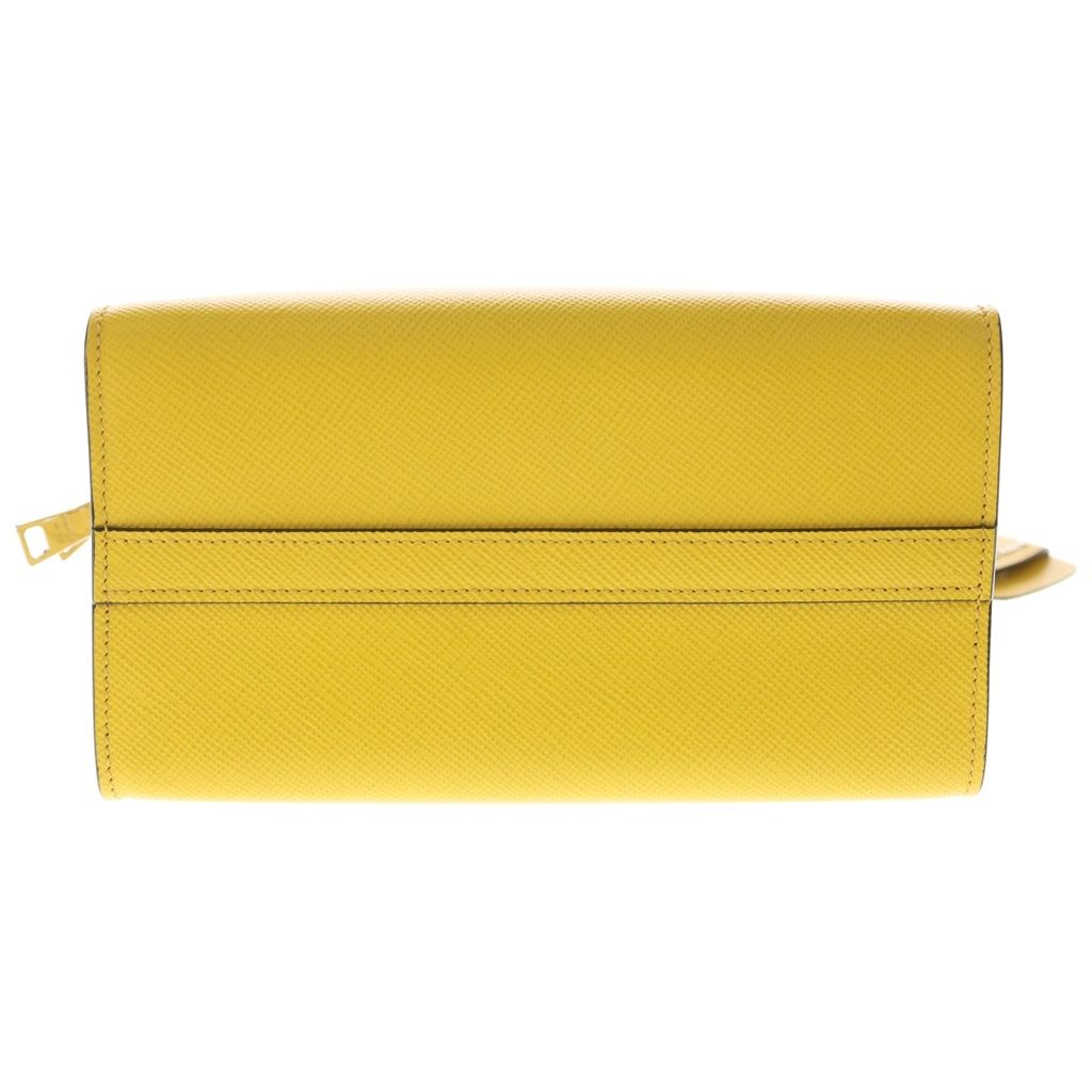 Prada Saffiano 2-Way Shoulder Bag Yellow Leather Silver — view 4